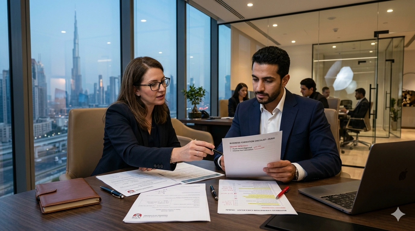 Business setup advisors assisting company establishment in Dubai